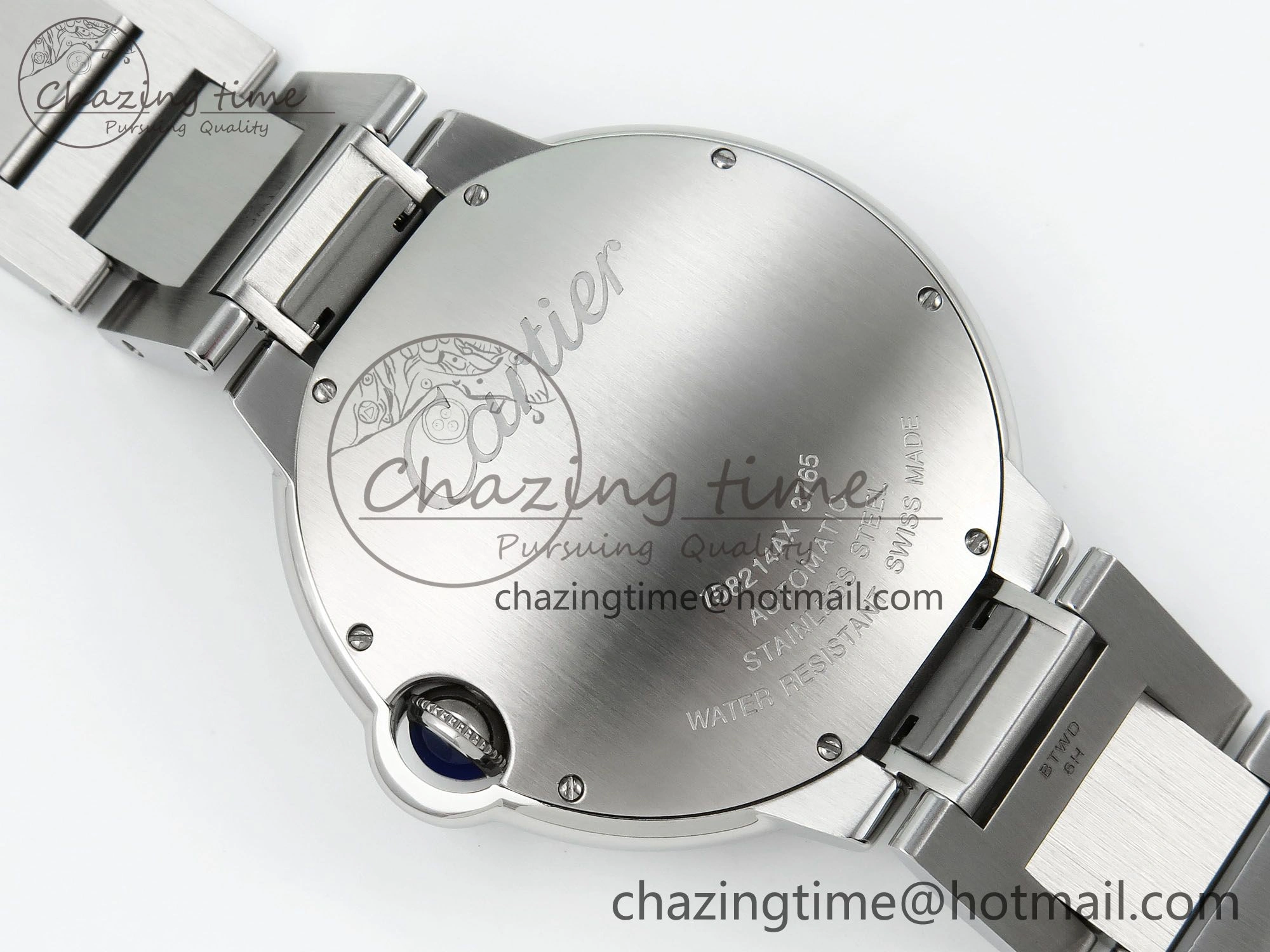 Popular Ballon Bleu 42mm SS CHF 1:1 Best Edition White Texture Dial 1Line Diamonds Bezel on SS Bracelet A 5977