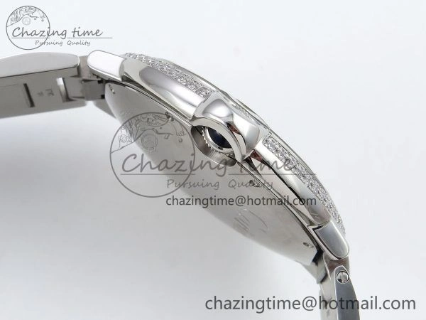 Attractive Ballon Bleu 42mm SS CHF 1:1 Best Edition White Texture Dial 2Line Diamonds Bezel on SS Bracelet A 5981