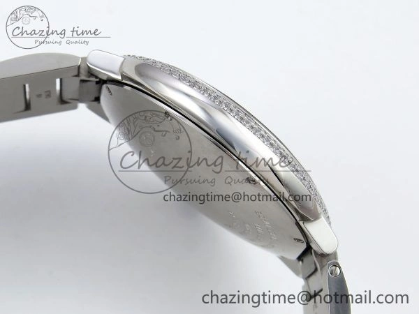 Attractive Ballon Bleu 42mm SS CHF 1:1 Best Edition White Texture Dial 2Line Diamonds Bezel on SS Bracelet A 5981