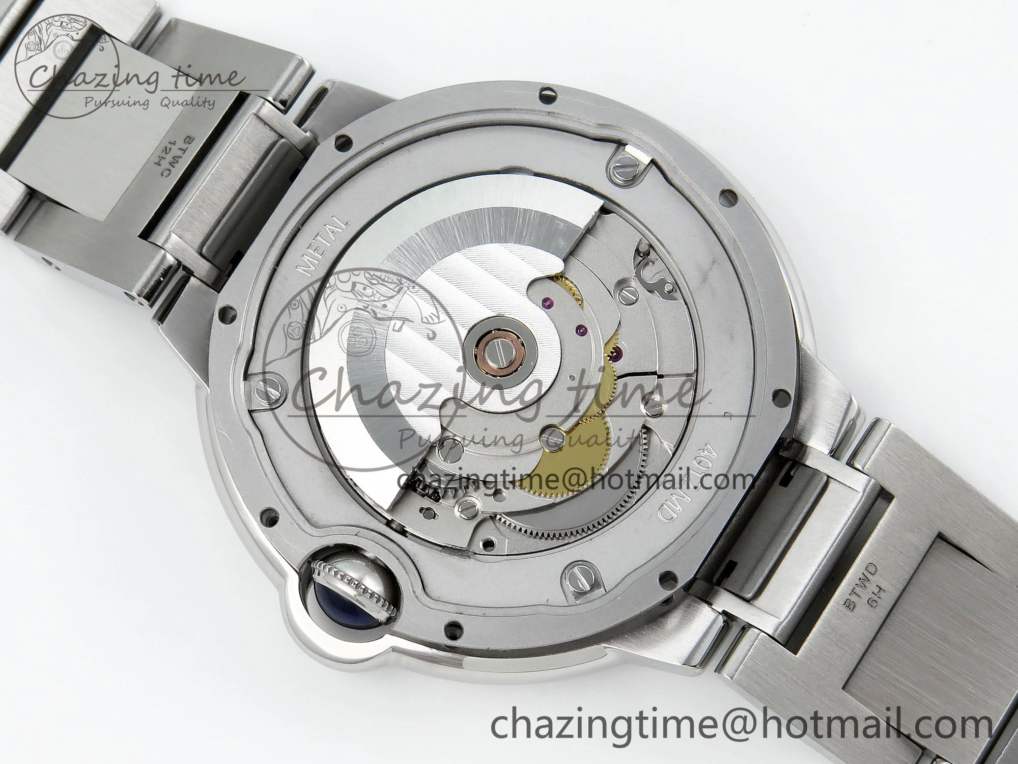 Attractive Ballon Bleu 42mm SS CHF 1:1 Best Edition White Texture Dial 2Line Diamonds Bezel on SS Bracelet A 5981