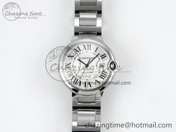 Ballon Bleu 42mm SS CHF 1:1 Best Edition White Texture Dial on SS Bracelet A WaterResistant 6042
