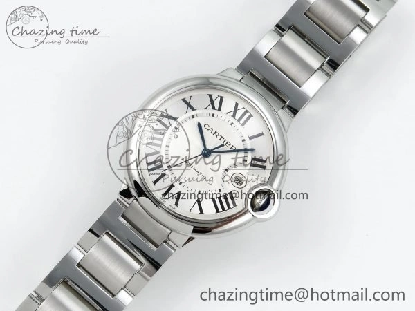 Ballon Bleu 42mm SS CHF 1:1 Best Edition White Texture Dial on SS Bracelet A WaterResistant 6042