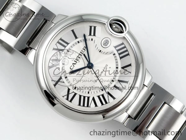 Ballon Bleu 42mm SS CHF 1:1 Best Edition White Texture Dial on SS Bracelet A WaterResistant 6042