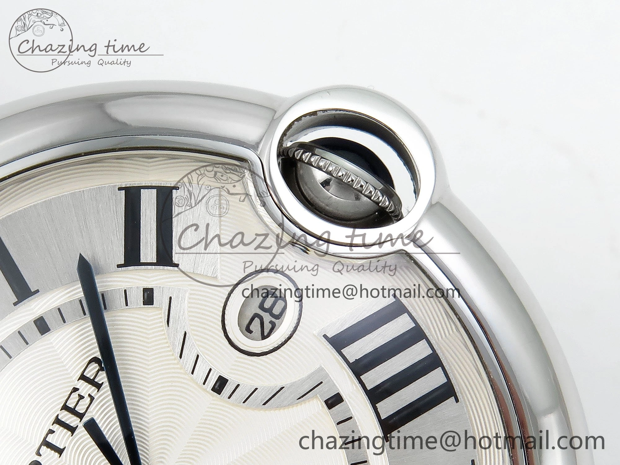 Ballon Bleu 42mm SS CHF 1:1 Best Edition White Texture Dial on SS Bracelet A WaterResistant 6042