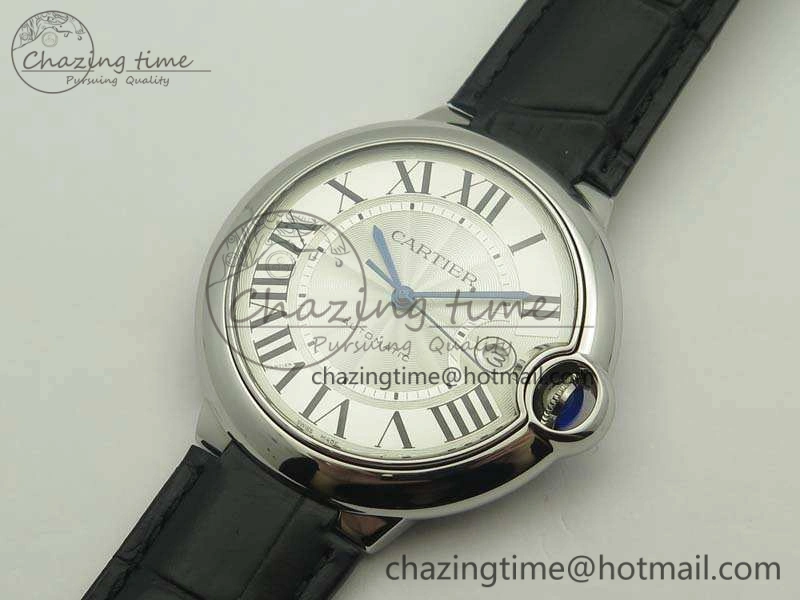 Ballon Bleu 42mm SS JF 1:1 Best Edition White Dial On Leather Strap Miyota Modern 6254