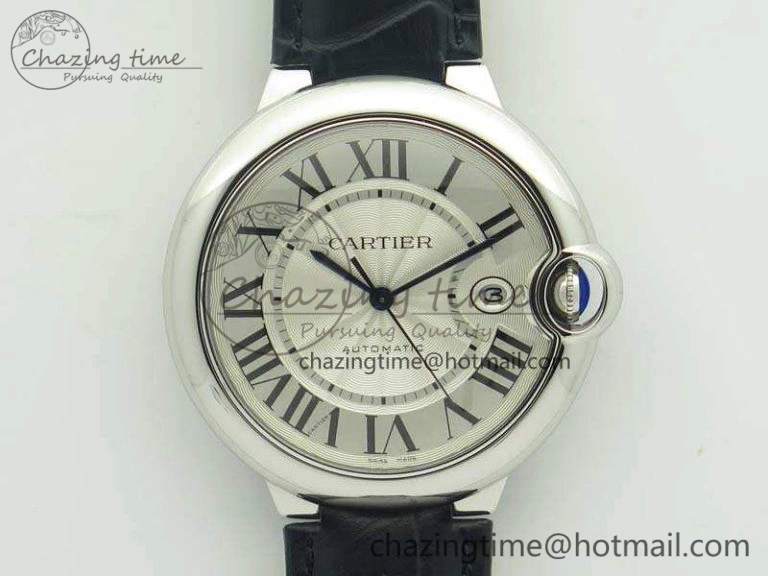 Ballon Bleu 42mm SS JF 1:1 Best Edition White Dial On Leather Strap Miyota Modern 6254