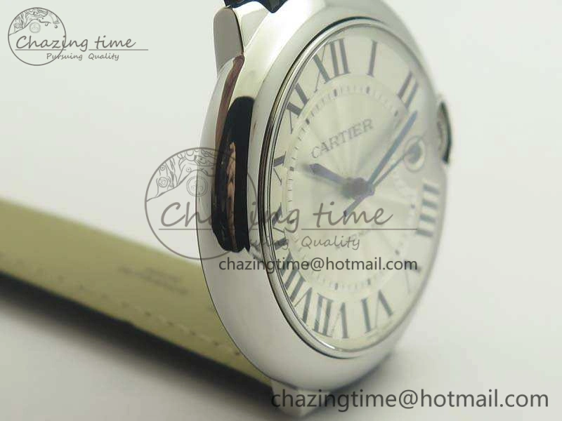 Ballon Bleu 42mm SS JF 1:1 Best Edition White Dial On Leather Strap Miyota Modern 6254