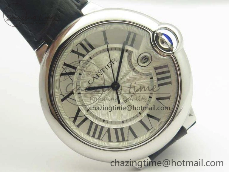 Ballon Bleu 42mm SS JF 1:1 Best Edition White Dial On Leather Strap Miyota Modern 6254