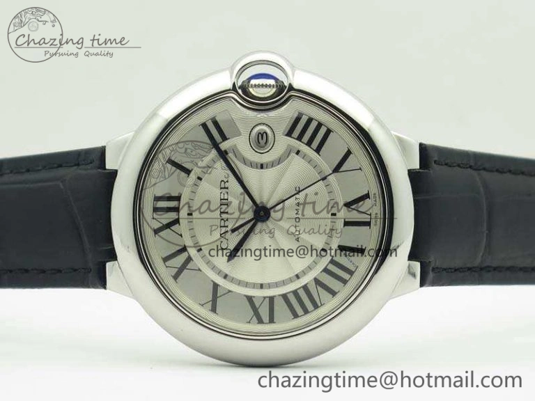 Ballon Bleu 42mm SS JF 1:1 Best Edition White Dial On Leather Strap Miyota Modern 6254