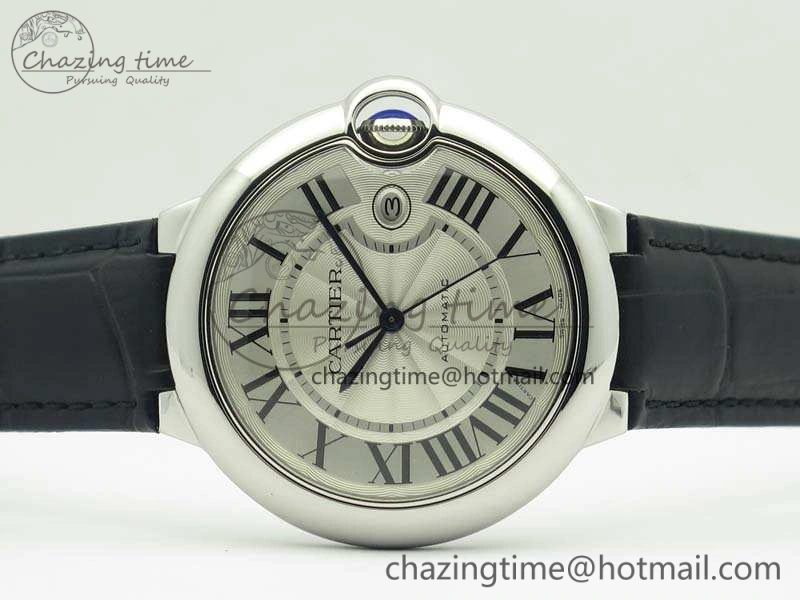 Ballon Bleu 42mm SS JF 1:1 Best Edition White Dial On Leather Strap Miyota Modern 6254