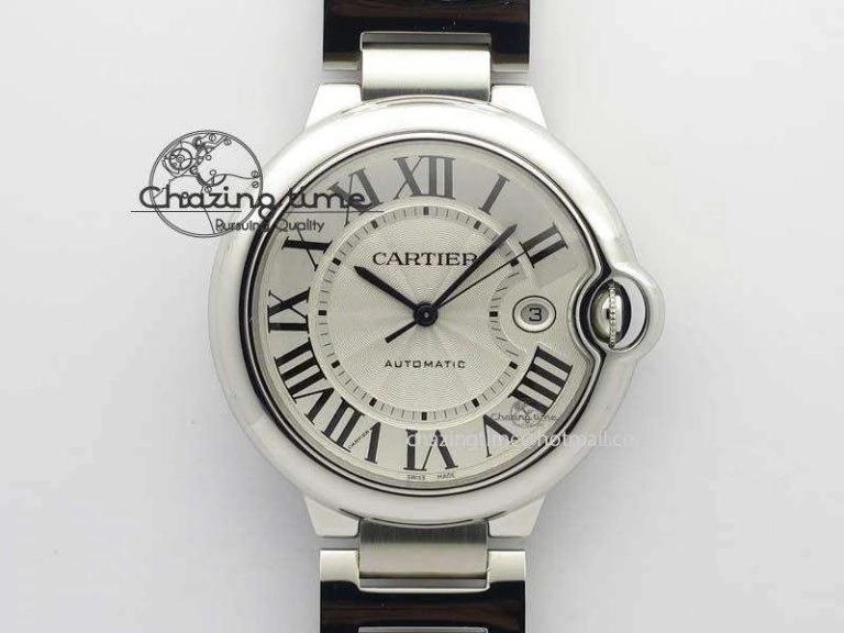 Ballon Bleu 42mm SS V4 V6F 1:1 Best Edition White Textured Dial On SS Bracelet A Reliable 6305