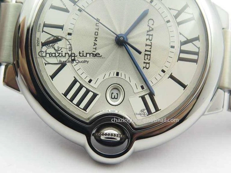Ballon Bleu 42mm SS V4 V6F 1:1 Best Edition White Textured Dial On SS Bracelet A Reliable 6305