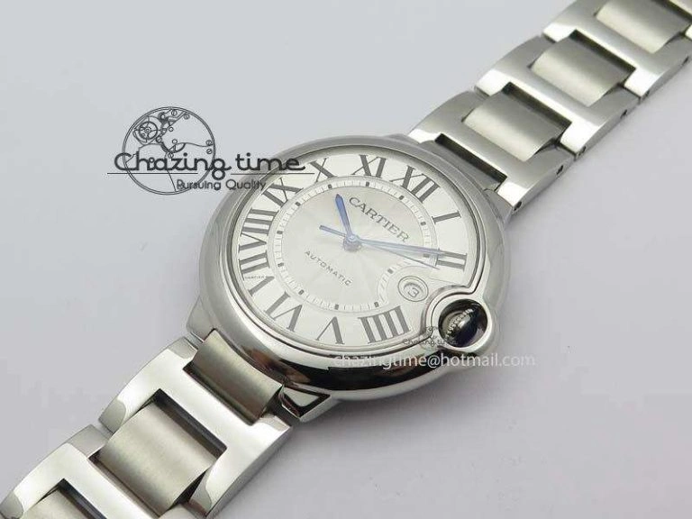 Ballon Bleu 42mm SS V4 V6F 1:1 Best Edition White Textured Dial On SS Bracelet A Reliable 6305