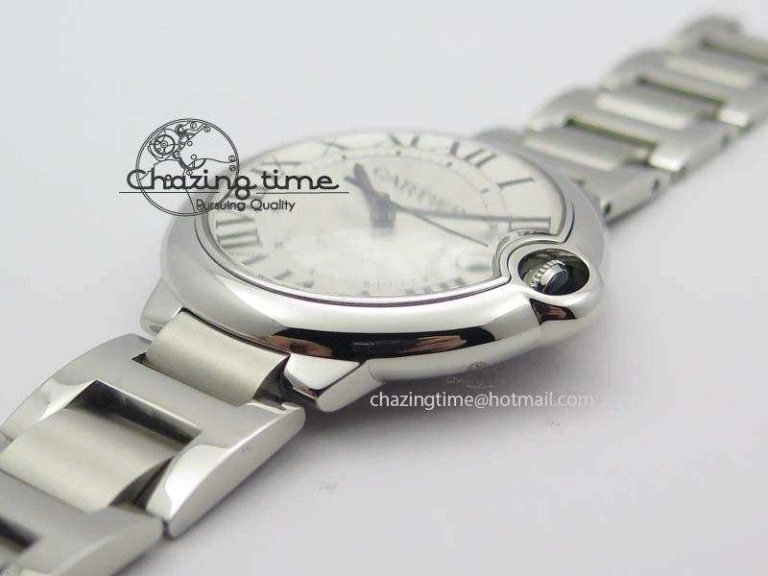 Ballon Bleu 42mm SS V4 V6F 1:1 Best Edition White Textured Dial On SS Bracelet A Reliable 6305