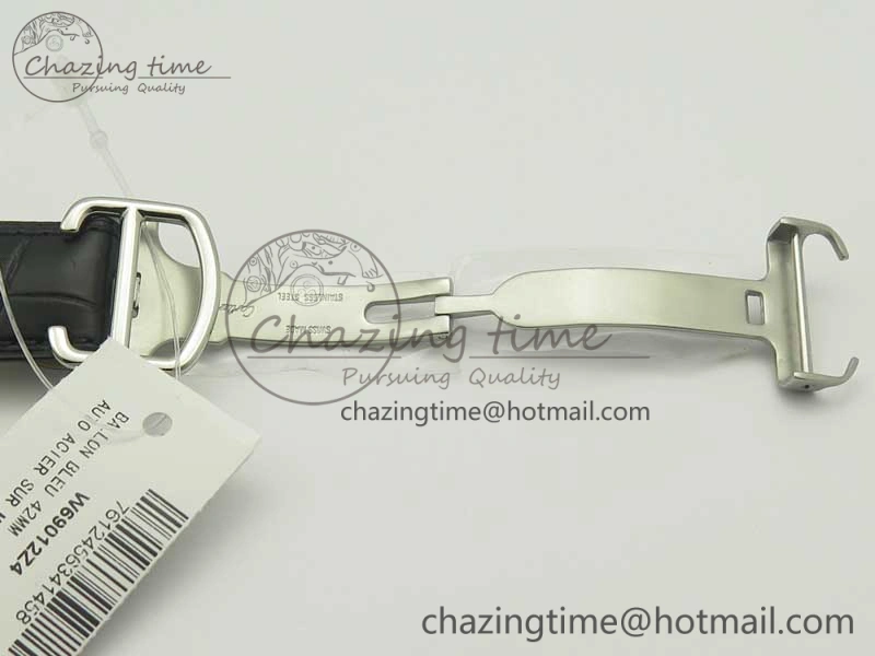 Ballon Bleu 42mm SS V6F 1:1 Best Edition White Textured Dial on Black Croc Strap A1847 MC V Unisex 6228