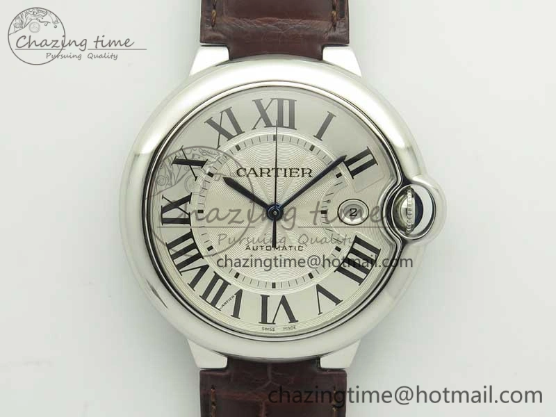 Ballon Bleu 42mm SS V6F 1:1 Best Edition White Textured Dial on Brown Croc Strap A1847 MC V Contemporary 6226