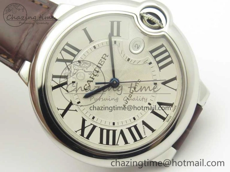 Ballon Bleu 42mm SS V6F 1:1 Best Edition White Textured Dial on Brown Croc Strap A1847 MC V Contemporary 6226