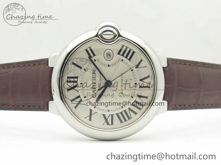 Ballon Bleu 42mm SS V6F 1:1 Best Edition White Textured Dial on Brown Croc Strap A1847 MC V Contemporary 6226