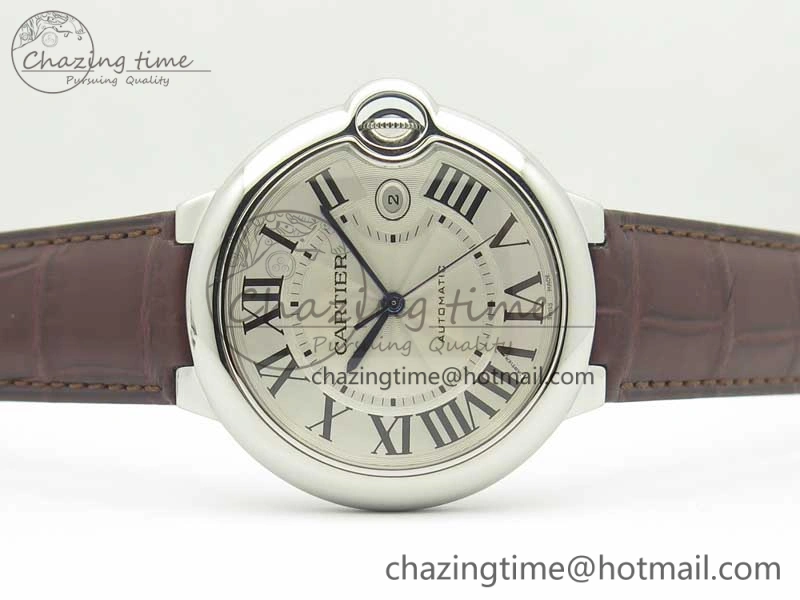 Ballon Bleu 42mm SS V6F 1:1 Best Edition White Textured Dial on Brown Croc Strap A1847 MC V Contemporary 6226