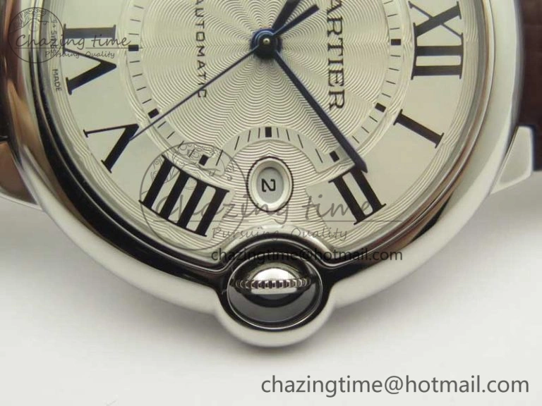 Ballon Bleu 42mm SS V6F 1:1 Best Edition White Textured Dial on Brown Croc Strap A1847 MC V Contemporary 6226
