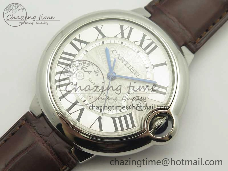 Ballon Bleu 42mm SS V6F 1:1 Best Edition White Textured Dial on Brown Croc Strap A1847 MC V Contemporary 6226