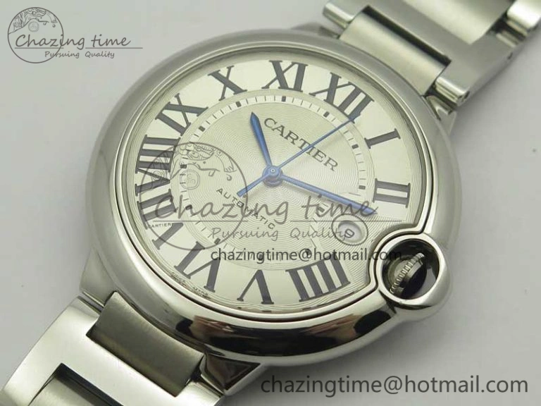 Ballon Bleu 42mm SS ZZF 1:1 Best Edition White Textured Dial On SS Bracelet A RelaxedFit 6232