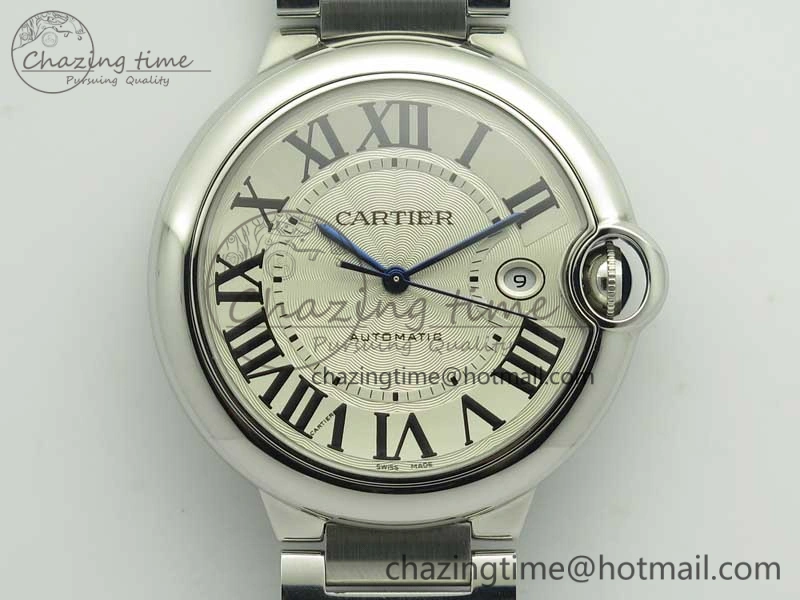 Ballon Bleu 42mm SS ZZF 1:1 Best Edition White Textured Dial On SS Bracelet A RelaxedFit 6232