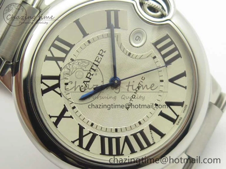 Ballon Bleu 42mm SS ZZF 1:1 Best Edition White Textured Dial On SS Bracelet A RelaxedFit 6232