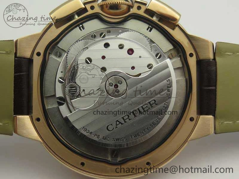 Ballon Bleu De Cartier Chrono 47mm RG ZF 1:1 Best Edition Cream White Textured Dial On Leather Strap A TechFriendly 6241