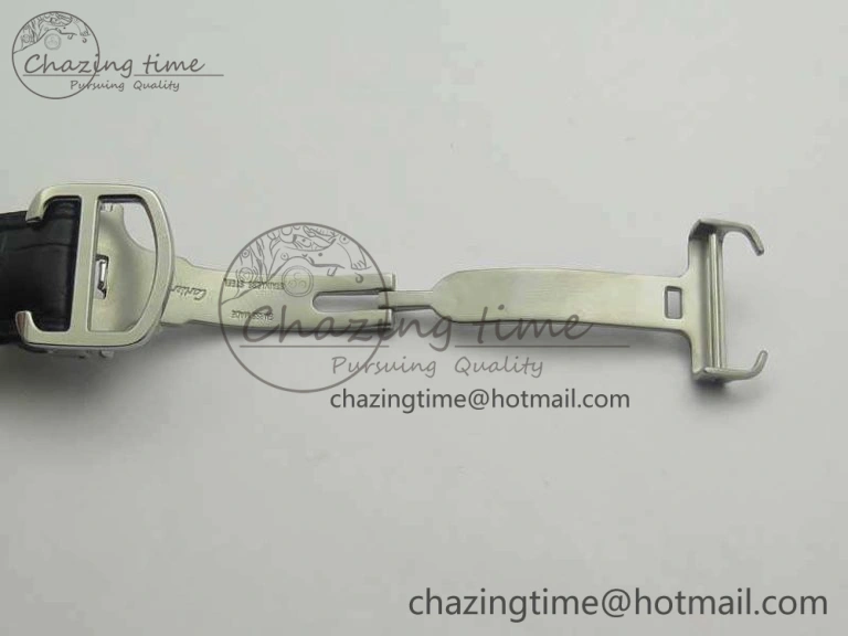 Durable Ballon Bleu De Cartier Chrono 47mm SS ZF 1:1 Best Edition Cream White Textured Dial On Leather Strap A 6244