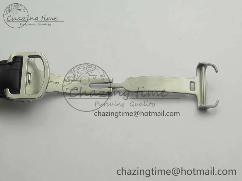 Durable Ballon Bleu De Cartier Chrono 47mm SS ZF 1:1 Best Edition Cream White Textured Dial On Leather Strap A 6244