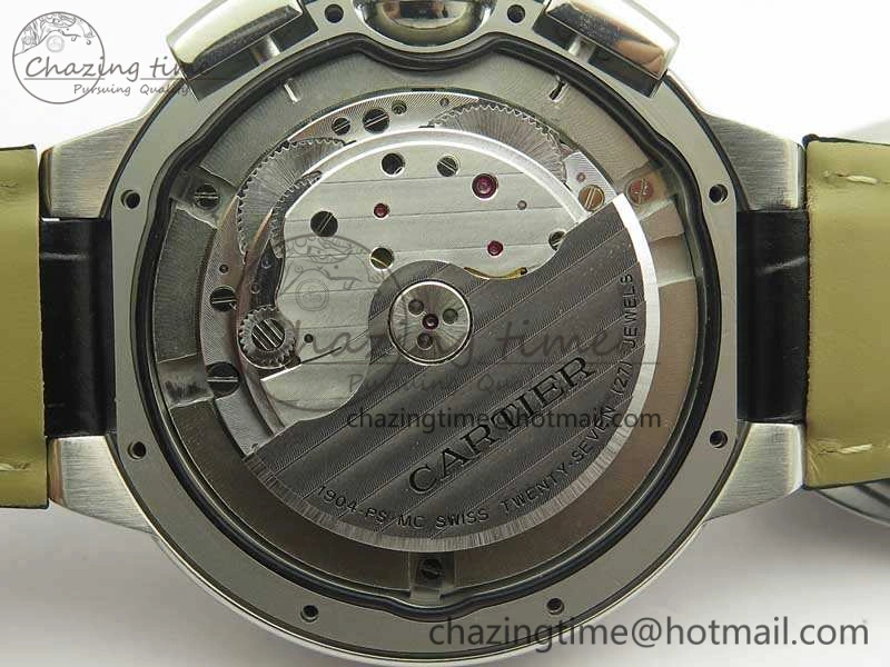 Durable Ballon Bleu De Cartier Chrono 47mm SS ZF 1:1 Best Edition Cream White Textured Dial On Leather Strap A 6244