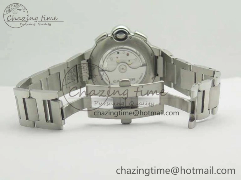 Ballon Bleu De Cartier Chrono 47mm SS ZF 1:1 Best Edition Cream White Textured Dial On SS Bracelet A Original 6245