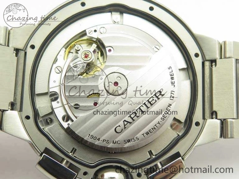 Ballon Bleu De Cartier Chrono 47mm SS ZF 1:1 Best Edition Cream White Textured Dial On SS Bracelet A Original 6245