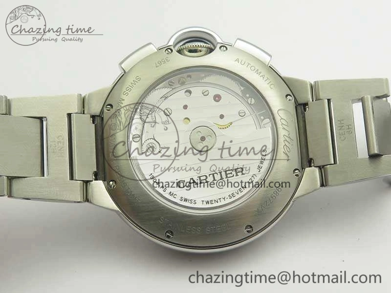 Ballon Bleu De Cartier Chrono 47mm SS ZF 1:1 Best Edition Cream White Textured Dial On SS Bracelet A Original 6245