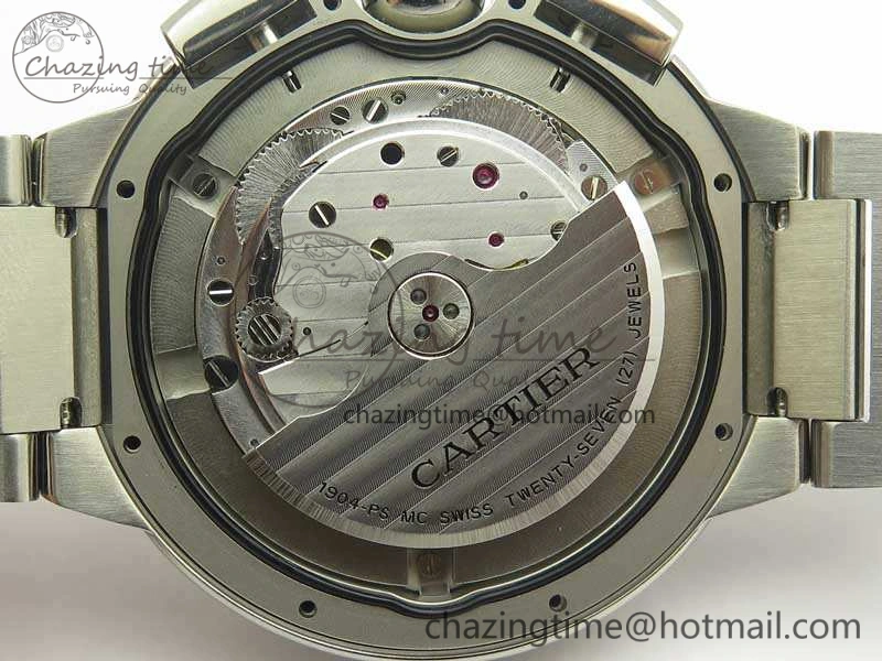 Ballon Bleu De Cartier Chrono 47mm SS ZF 1:1 Best Edition Cream White Textured Dial On SS Bracelet A Original 6245
