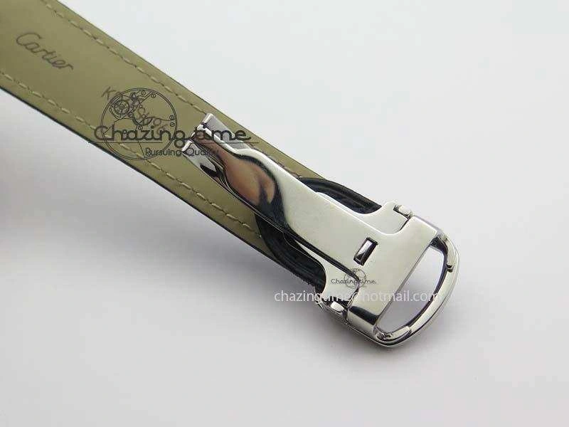 Ballon Bleu De Cartier Tourbillon SS Full Paved Diamonds On Black Leather Strap ComfortFit 6321