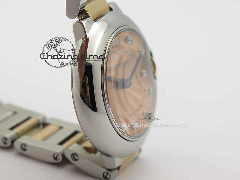 Ballon Bleu De V6 28.5mm SS RG Champagne Gold Dial On SS RG Bracelet Ronda Quartz QuickDry 10785