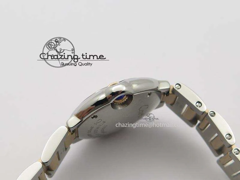 Ballon Bleu De V6 28.5mm SS RG Champagne Gold Dial On SS RG Bracelet Ronda Quartz QuickDry 10785