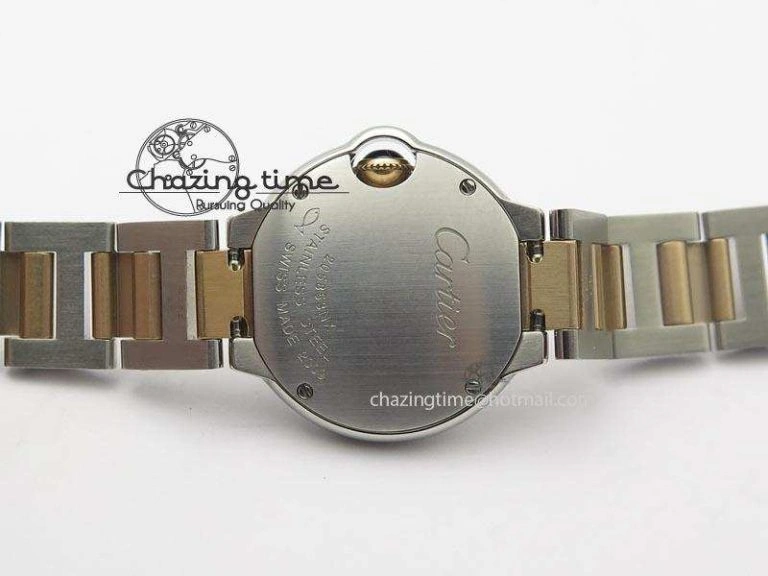 Ballon Bleu De V6 28.5mm SS RG Champagne Gold Dial On SS RG Bracelet Ronda Quartz QuickDry 10785