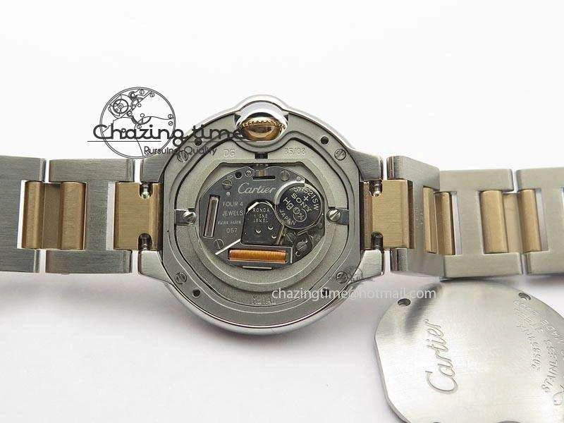 Ballon Bleu De V6 28.5mm SS RG Champagne Gold Dial On SS RG Bracelet Ronda Quartz QuickDry 10785