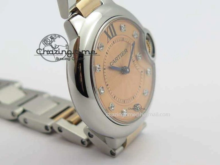 Ballon Bleu De V6 33mm SS RG Champagne Gold Dial On SS RG Bracelet Ronda Quartz GoAnywhere 6335