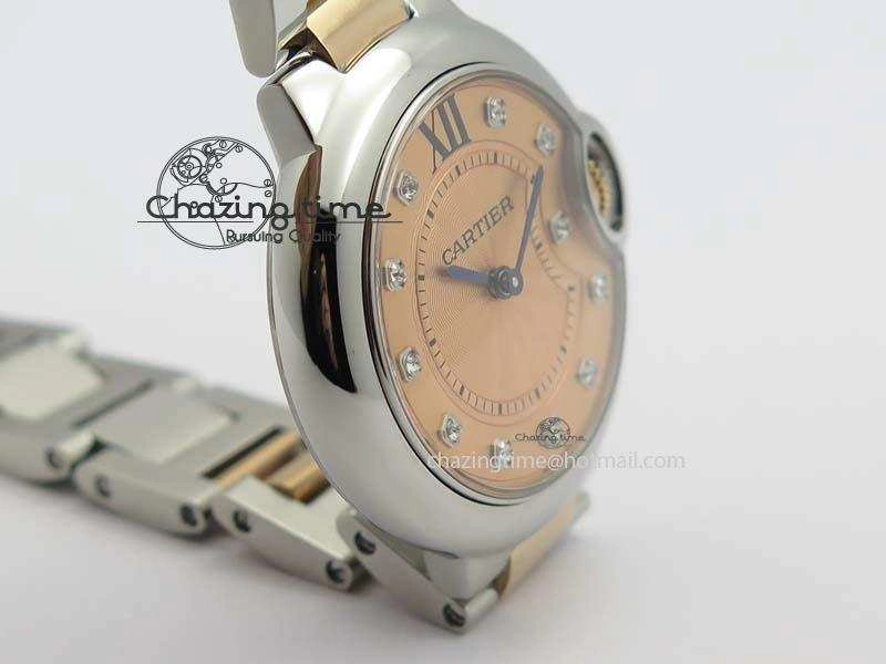 Ballon Bleu De V6 33mm SS RG Champagne Gold Dial On SS RG Bracelet Ronda Quartz GoAnywhere 6335