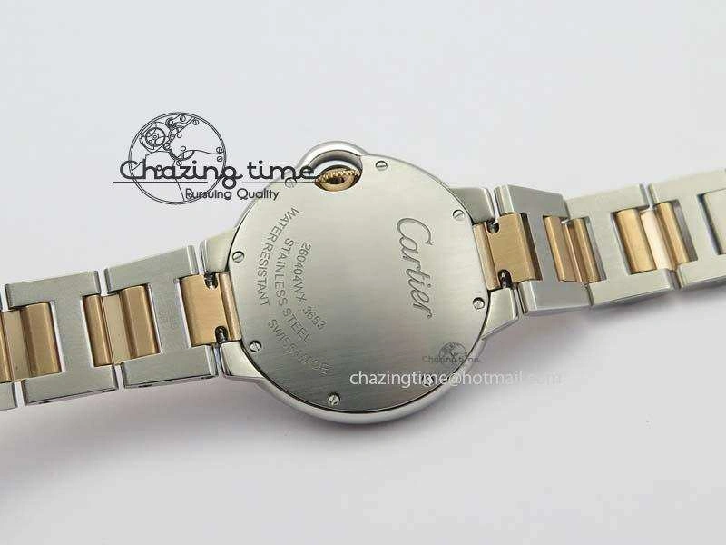 Ballon Bleu De V6 33mm SS RG Champagne Gold Dial On SS RG Bracelet Ronda Quartz GoAnywhere 6335