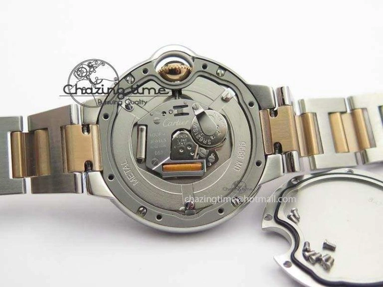 Ballon Bleu De V6 33mm SS RG Champagne Gold Dial On SS RG Bracelet Ronda Quartz GoAnywhere 6335
