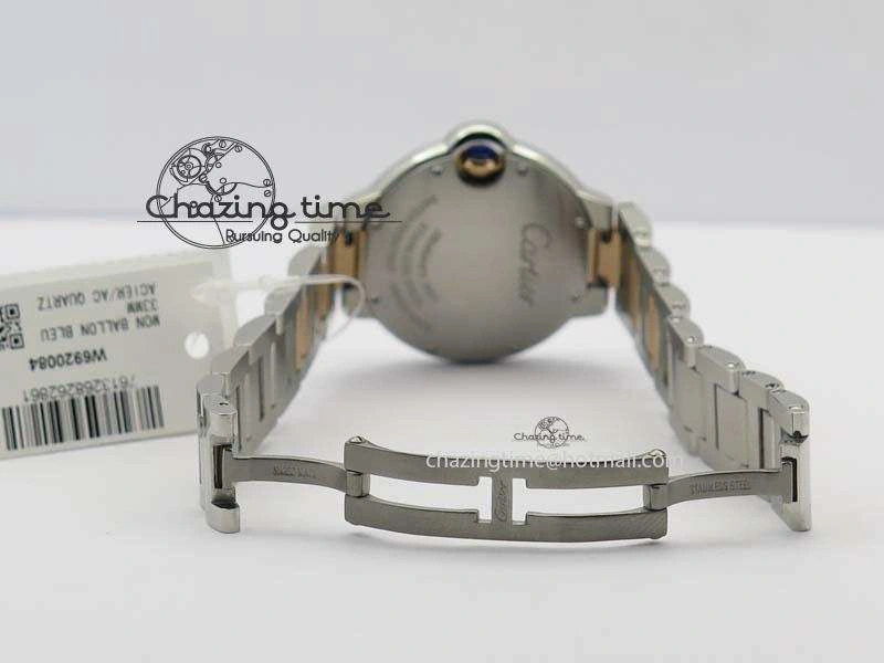 Ballon Bleu De V6 33mm SS RG Champagne Gold Dial On SS RG Bracelet Ronda Quartz GoAnywhere 6335