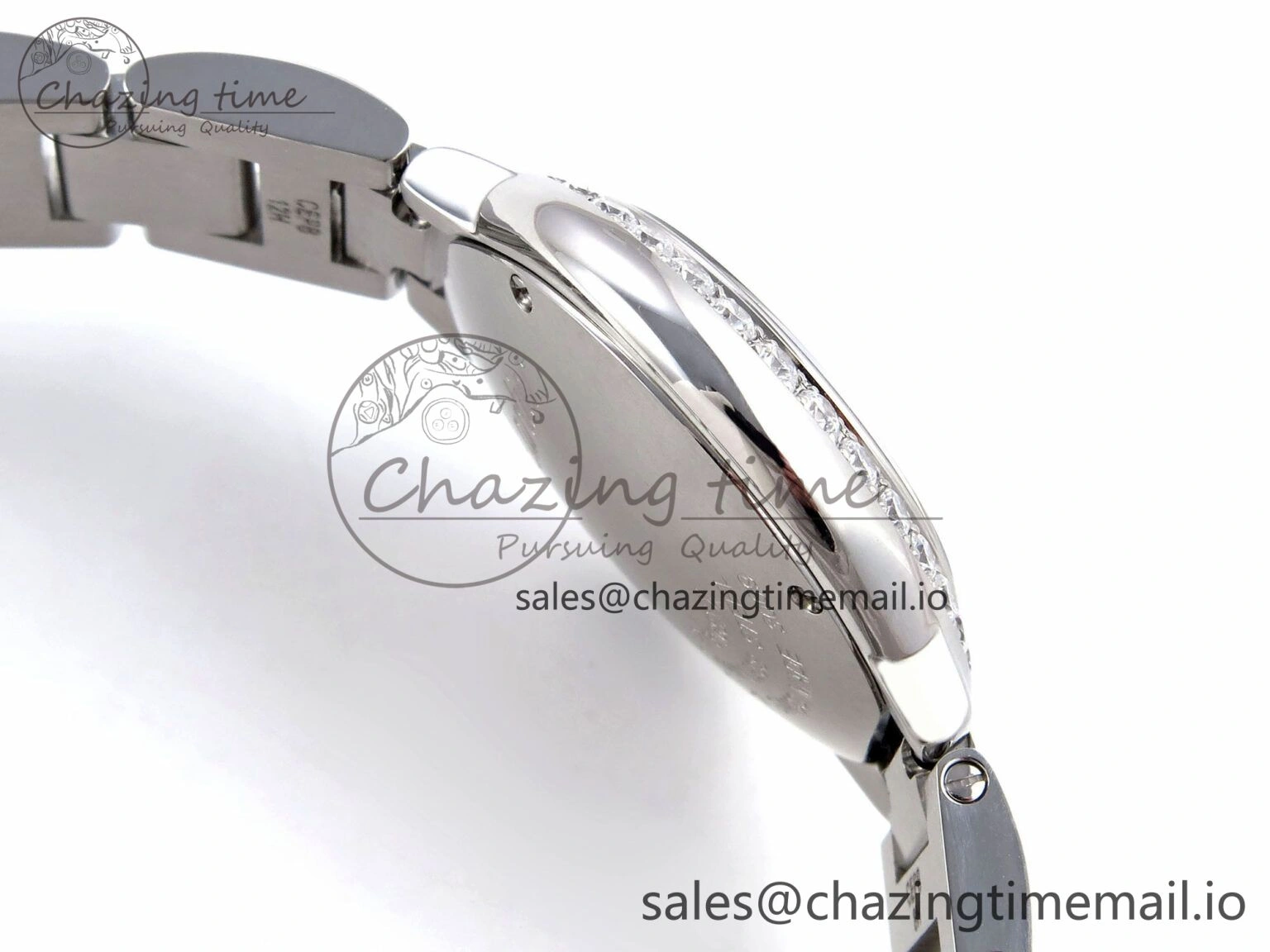UrbanChic Ballon Bleu Ladies 28mm SS AF 1:1 Best Edition White Dial Big Diamonds Bezel on SS Bracelet Ronda Quartz 5893