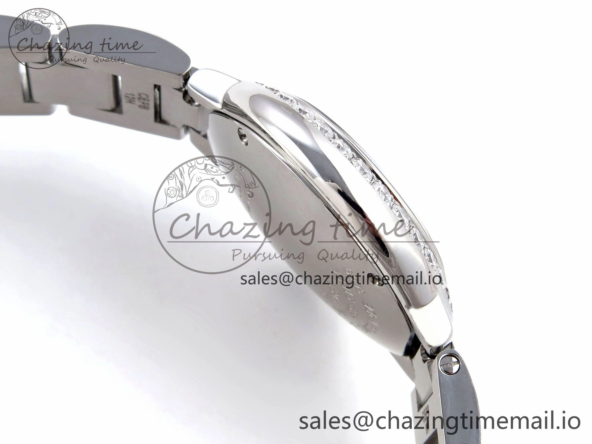 UrbanChic Ballon Bleu Ladies 28mm SS AF 1:1 Best Edition White Dial Big Diamonds Bezel on SS Bracelet Ronda Quartz 5893