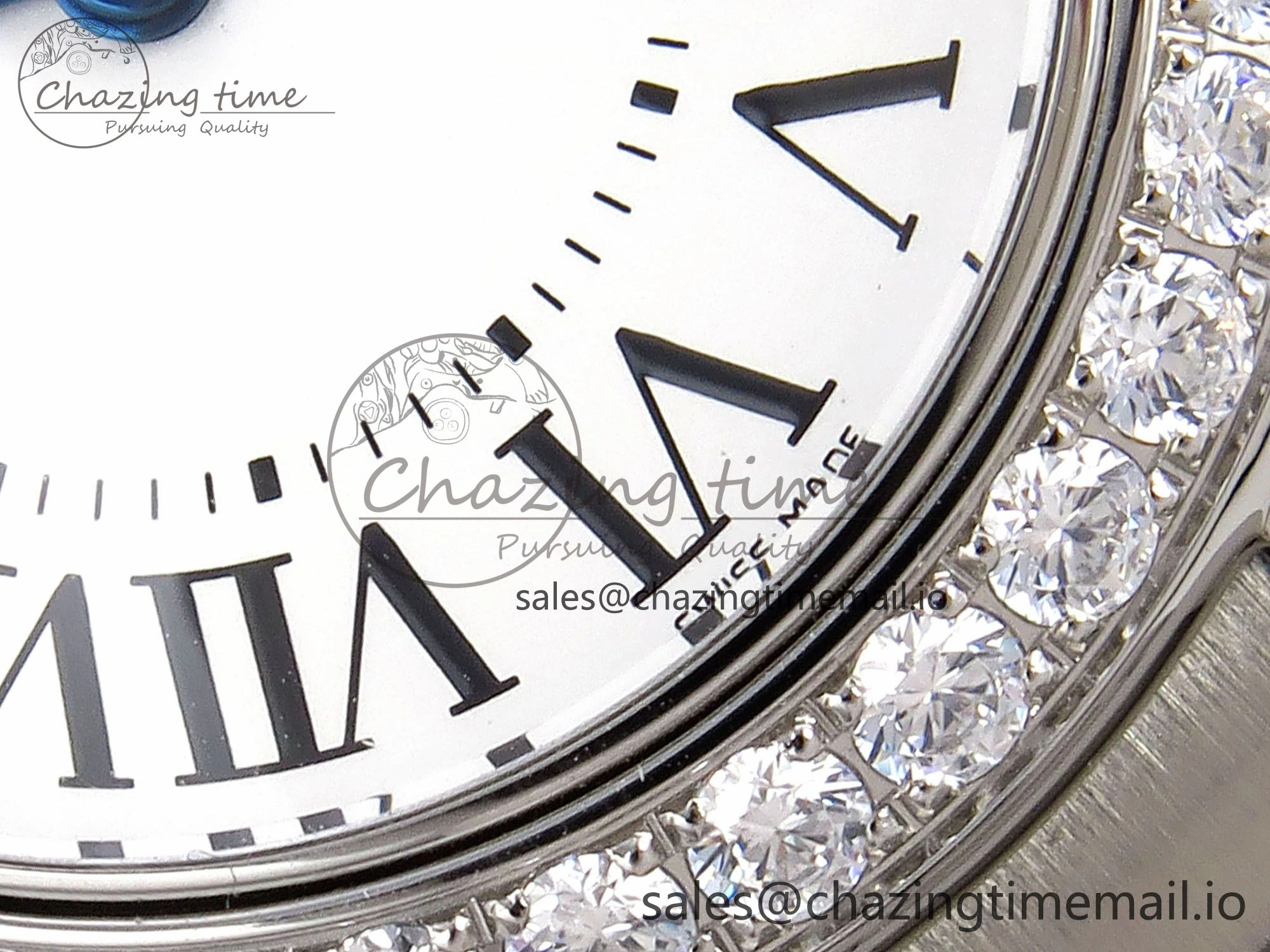 UrbanChic Ballon Bleu Ladies 28mm SS AF 1:1 Best Edition White Dial Big Diamonds Bezel on SS Bracelet Ronda Quartz 5893