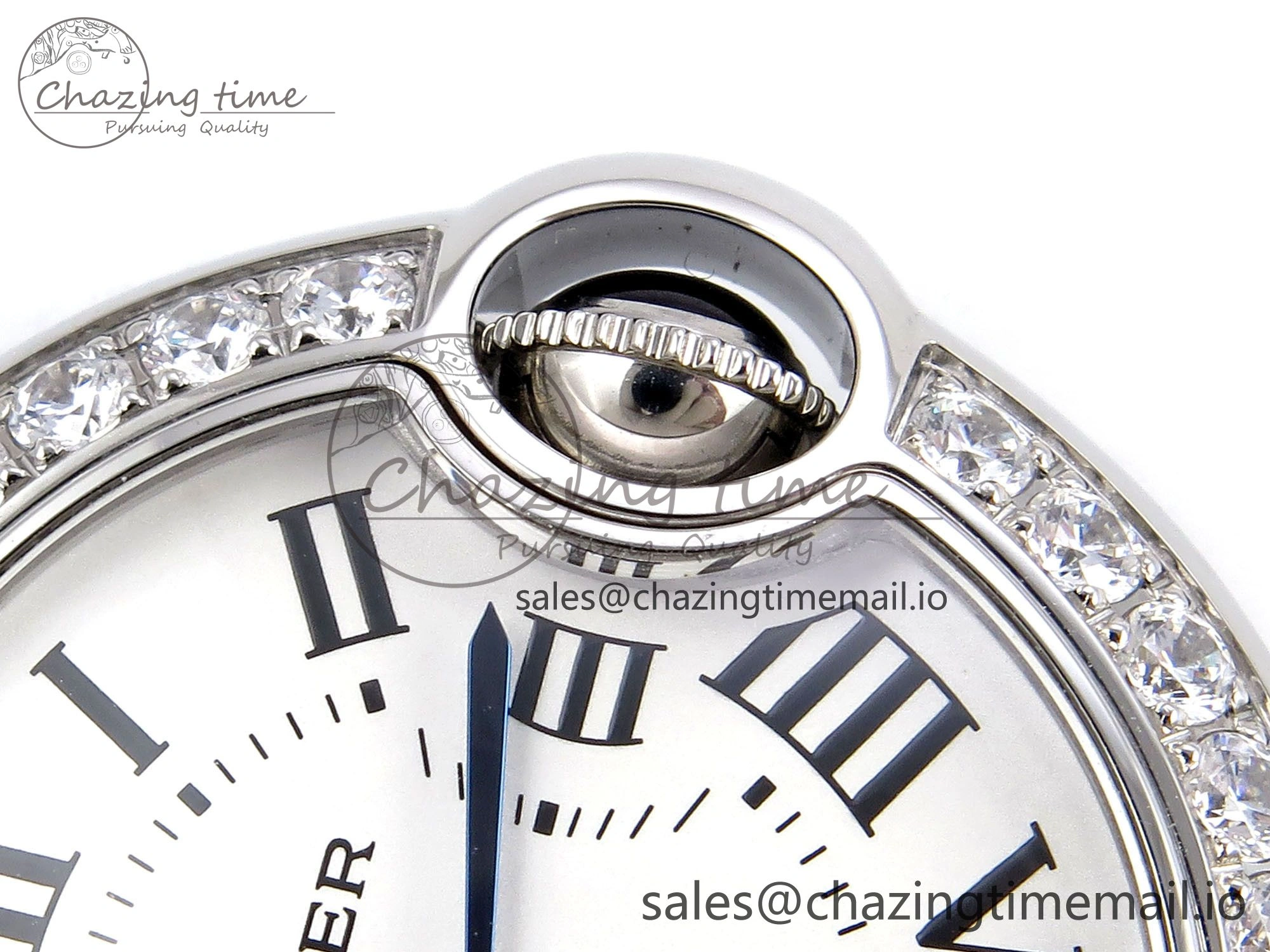 UrbanChic Ballon Bleu Ladies 28mm SS AF 1:1 Best Edition White Dial Big Diamonds Bezel on SS Bracelet Ronda Quartz 5893